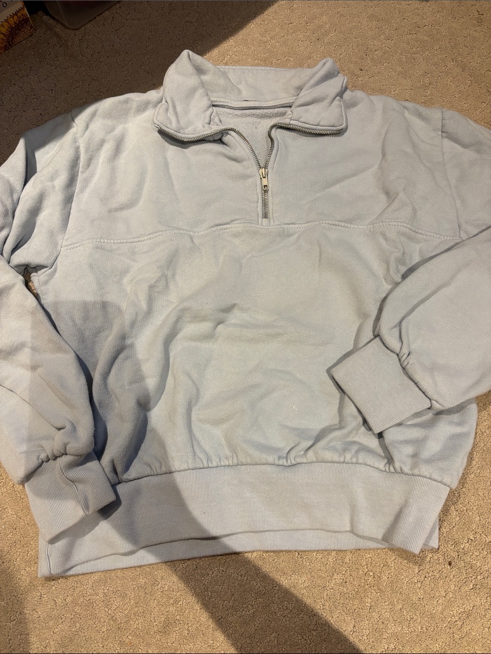 Brandy Melville Light Blue Quarter-Zip Pullover Sweater